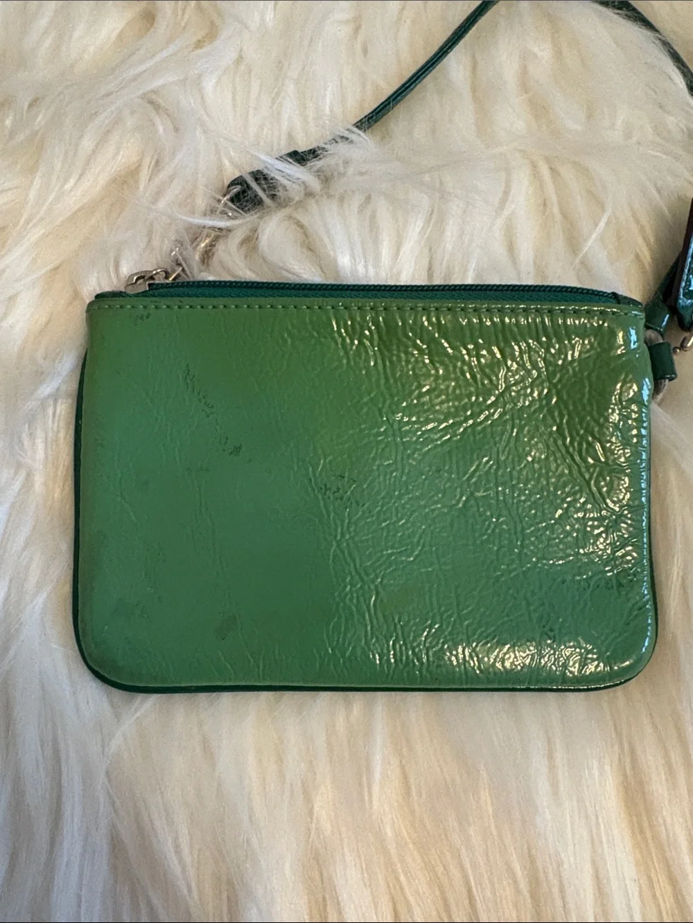 COACH Green Poppy Patent Wristlet Card Case